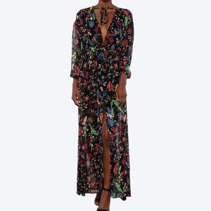 NWOT Black dress with a colorful floral print - Small